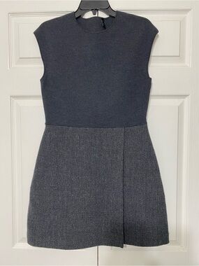Theory Tweed Wrap mini dress charcoal size M
